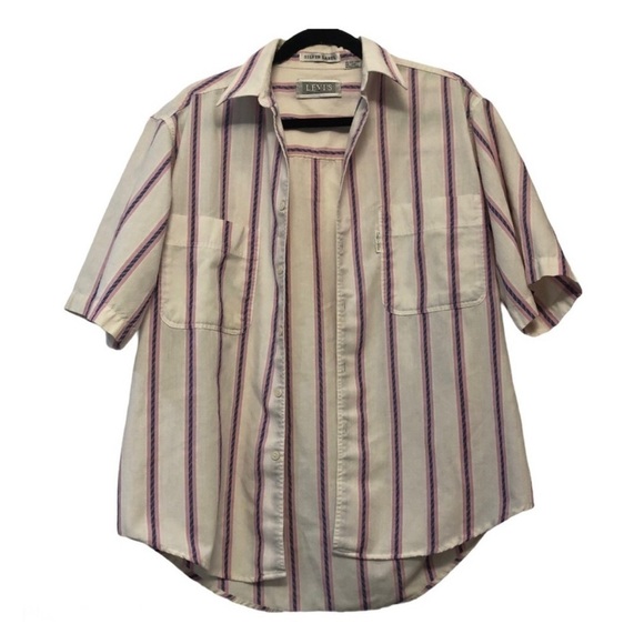 Vintage White & Pink Levi’s Button Down Shirt - Picture 1 of 5